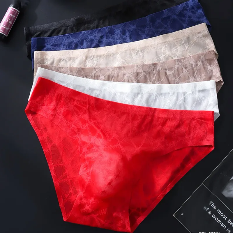 Letter Lace Transparent Men's Underwear Thin Mesh Hollow Out Sexy Male Briefs Medium Low Waist Sexy Triangle Shorts — image 4