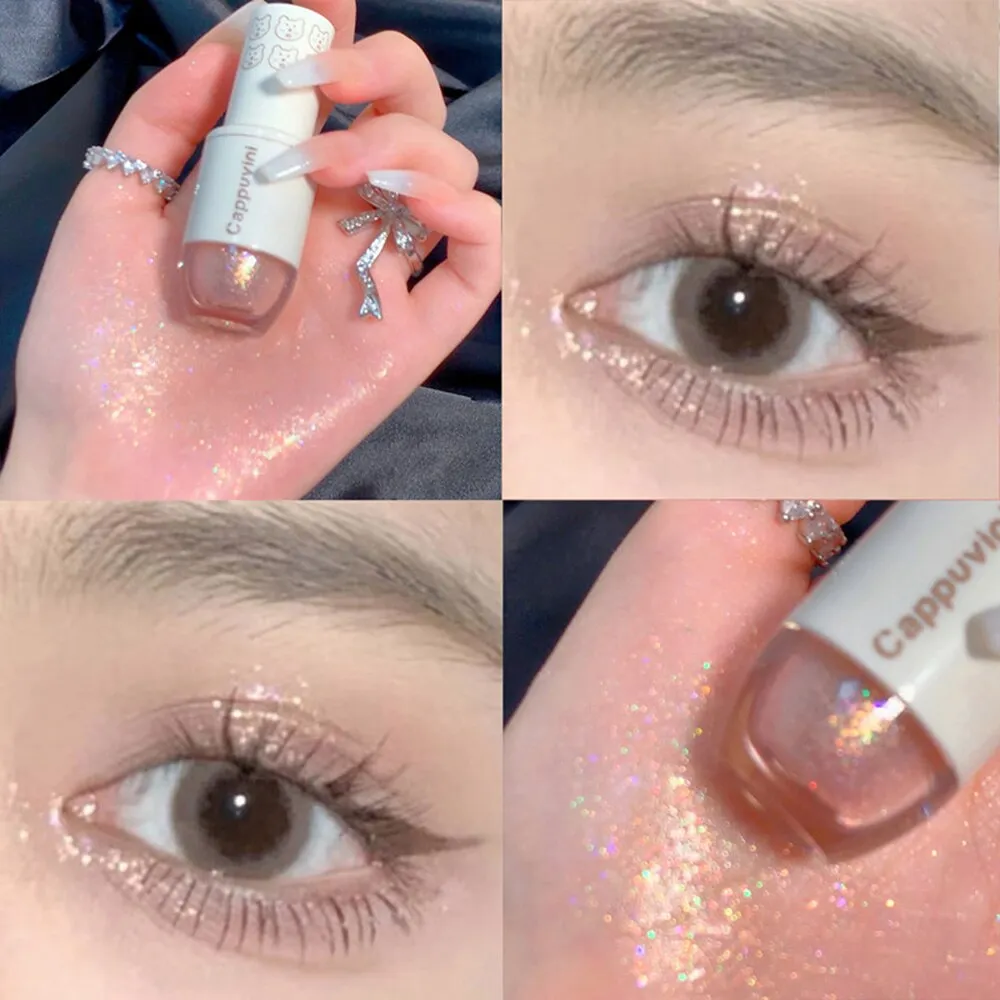 Cappuvini Liquid Eyeshadow High-Gloss Shiny Mermaid Pearl Tears Brightening Glitter Highlighter Quick Drying Eyeliner — image 4