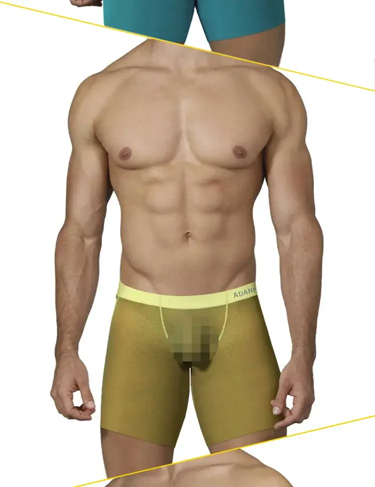 0,01 mm Ultratunna Herrunderkläder Långa boxershorts Cooling Ice Silk Transparent Gym Fitness kalsonger Seamless Mesh Slips — image 4