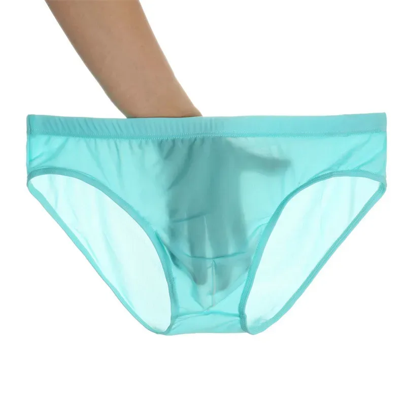 2 pçs ultra fino cuecas de seda gelo masculino plus size M-4XL cor sólida juventude translúcido cintura baixa respirável sexy calcinha masculina — image 9