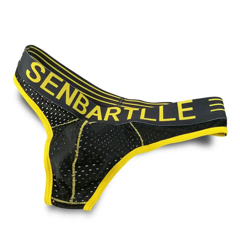 Panlalaking Kasuotang Panloob Mens Sexy Breathable Panties Letter Printed Low Waist Big U Pouch Panlalaki Briefs Mesh High Elastic Underpants Thong — image 1