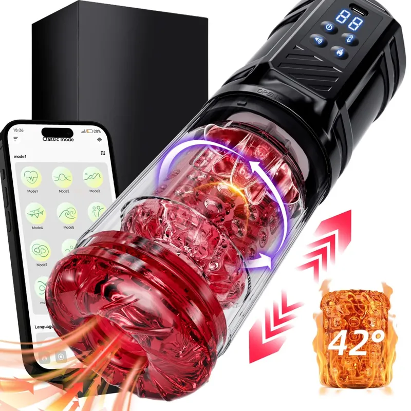 אוטומטי מחומם טלסקופי יניקה כוס מציצה כיס דחיפה מסתובב אוננות צעצועי מין לגברים מבוגרים