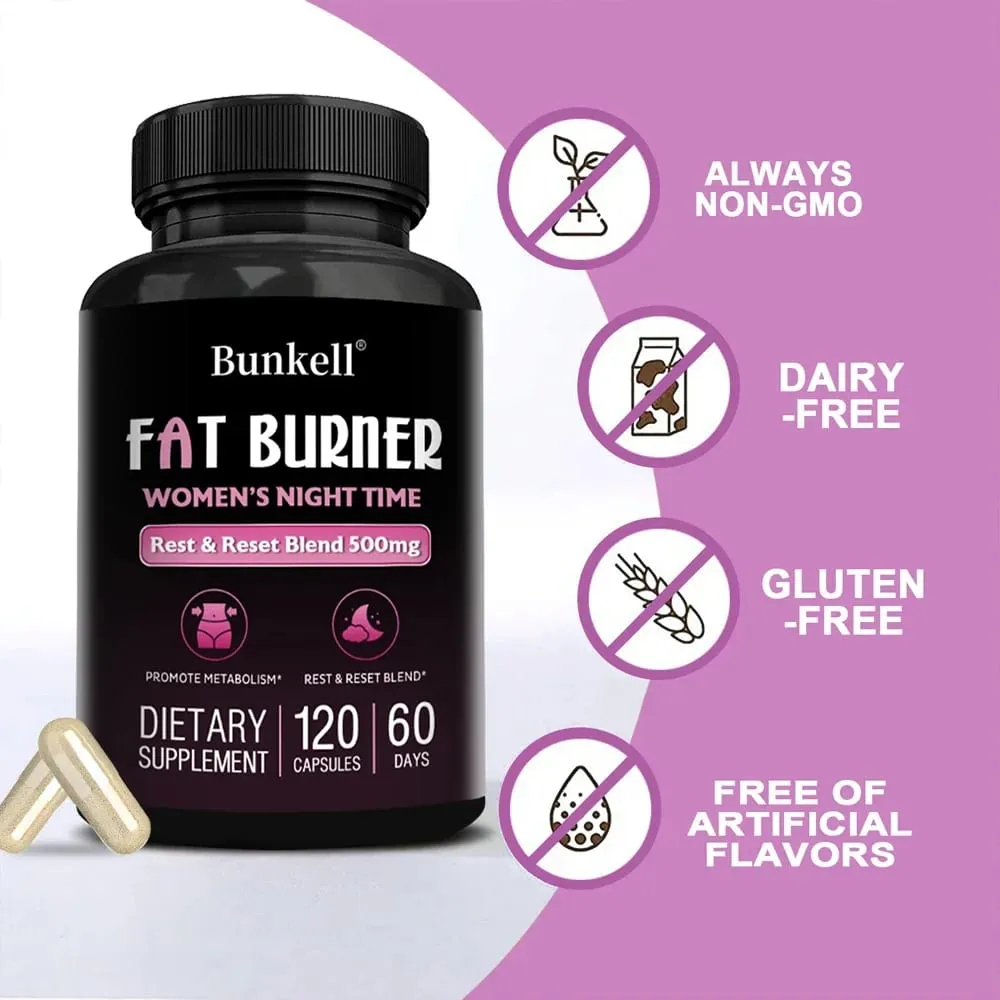 Night Fat Burning Capsules - Enhance Immune System Promote Metabolism Healthy Weight Management 120 Capsules — image 2