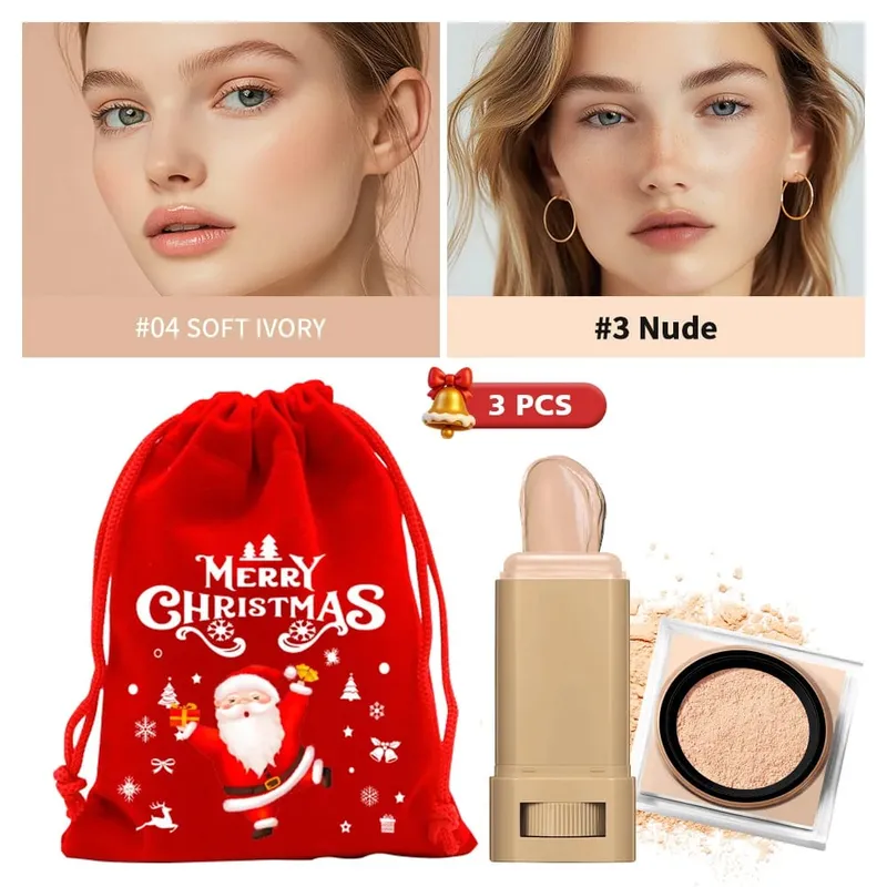 Foundation Stick & Loose Setting Powder Water-Resistant Longwear Full Coverage Oil-Control Beginner Makeup Set Christmas Gift — image 10