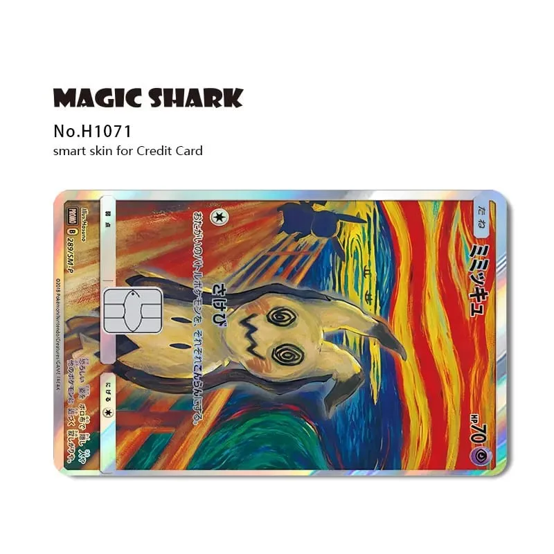 Magic Shark Mew Charizard EX Eevee Gengar Pikachu TCG כרטיס הולוגרפי לייזר מדבקה לסרטי עור לכרטיס אשראי בנקאי — image 9