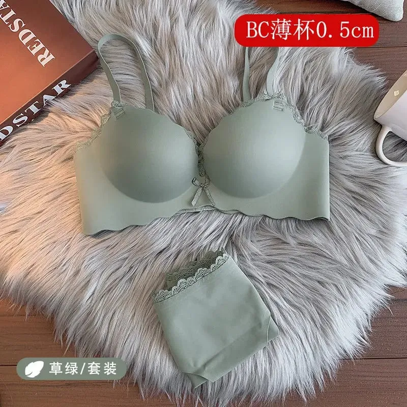 セクシーNői vezeték nélküli varrat nélküli melltartó szett egyrészes Push-Up melltartó, kis melltartó, oldalt támasztó megereszkedésgátló puha női intim fehérnemű — image 16
