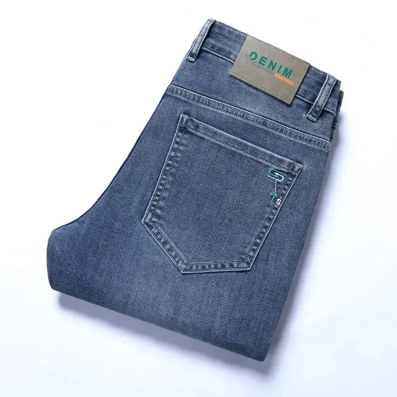 New Autumn/winter 2025 Stretch Wash Jeans for Young Men with Small Straight Elastic WaistJeans Pants Fashion Men's Trousers — image 2