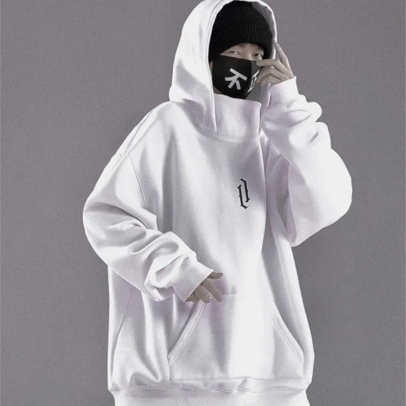Moletom de gola alta bordado oversized y2k masculino feminino com capuz japonês ninja hoodies outono hip hop velo bolso streetwear — image 7