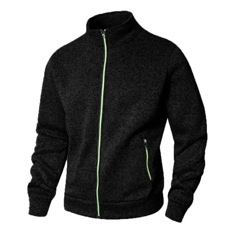 Panlalaking Stand Collar sweatshirt kaswal na zipper Cardigan Jacket sa labas ng Long Sleeve Solid Color Pullover Magaang Streetwear — image 1