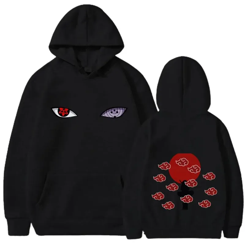 Naruto Itachi Hoodie Akatsuki Crow Anime Print Street Styles Unisex Men Women Oversized Casual Sweatshirts Long Sleeve — image 3