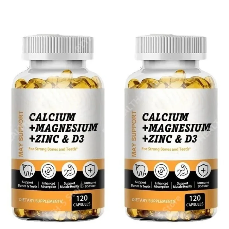 Kalcium-magnézium-cink lágyzselé csont- és fogtámogatás D3-vitamin-kiegészítő, támogatja az izmok egészségét és az immunrendszer működését 120 kapszula
