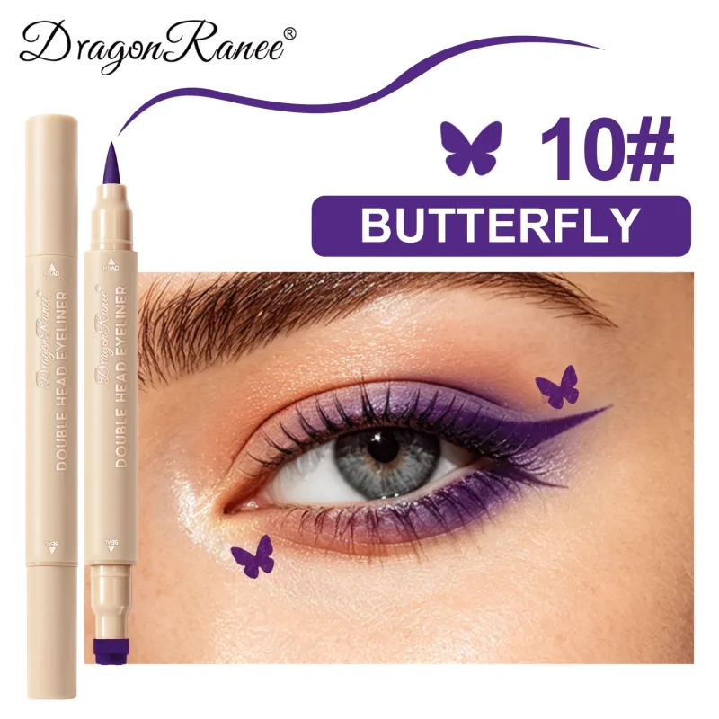 Love Star Butterfly Liquid Eyeliner με διπλό άκρο, αδιάβροχο και χωρίς μουντζούρες, γρήγορο στέγνωμα 2 σε 1 Πολύχρωμο μακιγιάζ Stamp Eye Line Pen — image 8