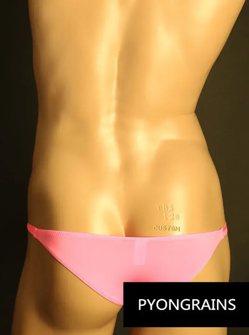 Homens ajustável metal o-ring dupla alça fina bikini briefs cintura baixa sedosa gelo seda 3d u bolsa convexa sexy roupa interior masculina