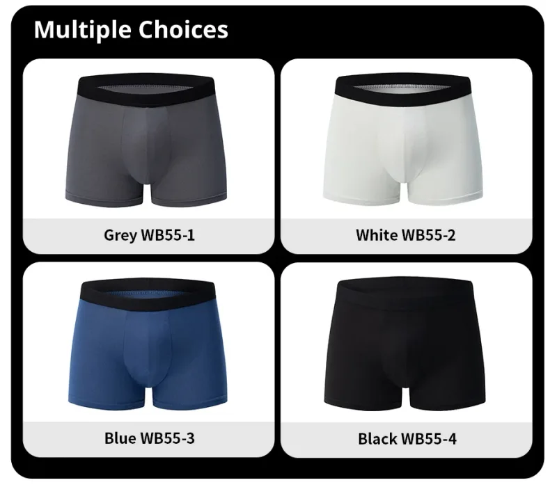 4 Pack Europe At America Size ng Men's Solid Color Sexy Boxer Underwear Antibacterial Breathable Plus Size Men's Shorts Underwear — image 7