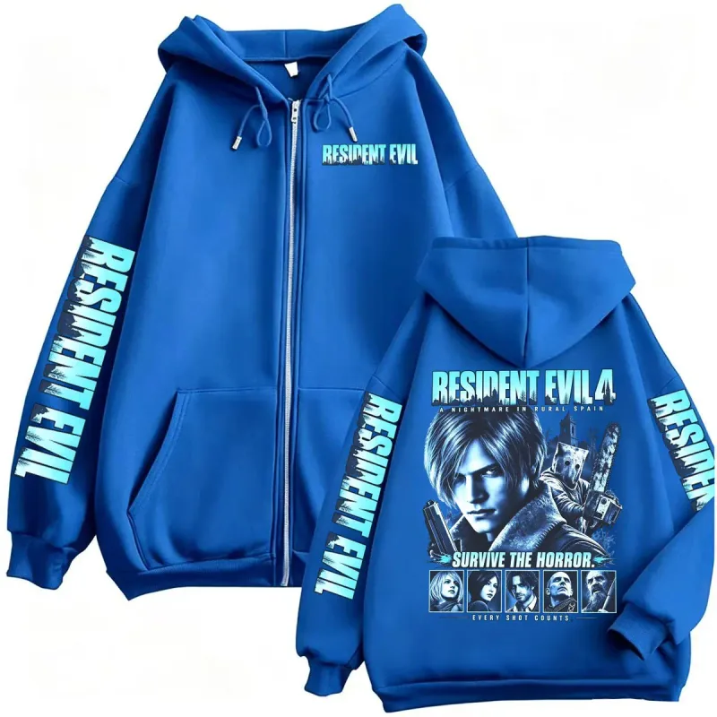 Resident Evil Requiem Zip Up Hoodies Leon Kennedy Skräckspel Dragkedja Luvtröja Herr Dam Harajuku Klassisk Jacka Sweatshirt Kappor — image 7