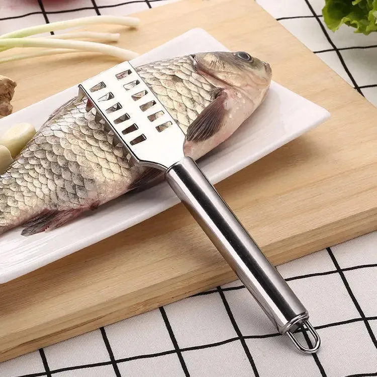 Fish Scale Remover Stainless Steel Anti-Splash Scraper with Ergonomic Non-Slip Grip Rust-Proof Kitchen Gadget for Fish Cleaning