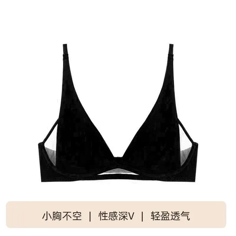 Γαλλικό τρίγωνο σουτιέν Rabbit Ear Cup Deep V Wireless Bralette για Small Bust No Gap Sexy εσώρουχα σετ αναπνέον, καλοκαιρινό λεπτό