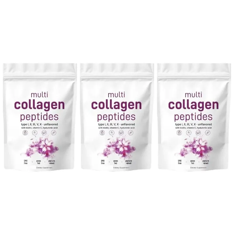 Multi Collagen Peptides I II III V típusú por biotin C-vitaminnal és hialuronsavval támogatja a bőrt, haj körmöket férfiaknak, nőknek — image 9