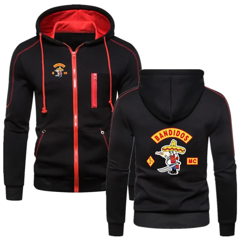 MC Bandidos Spring Autumn Fashion Lalaki Casual Hoodies Pullovers Sweatshirts Lalaki Solid Kulay Hooded Drawstring Coat — image 1
