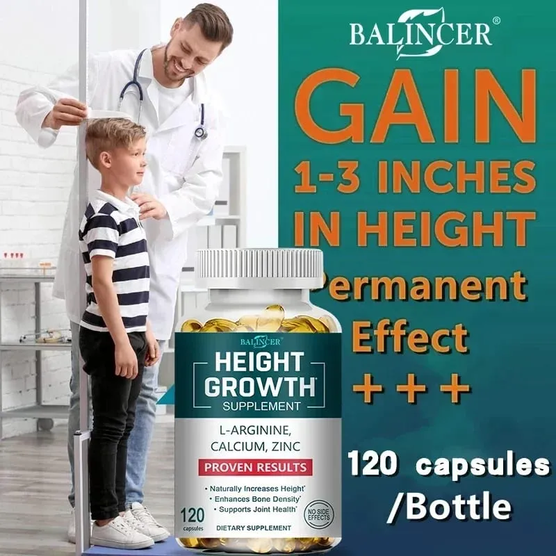 Magasságnövelő étrend-kiegészítő – Kalcium-L-Arginin D3-vitamin Cink-kiegészítő – Elősegíti a csontnövekedést – Segíti a természetes magasságnövekedést — image 2