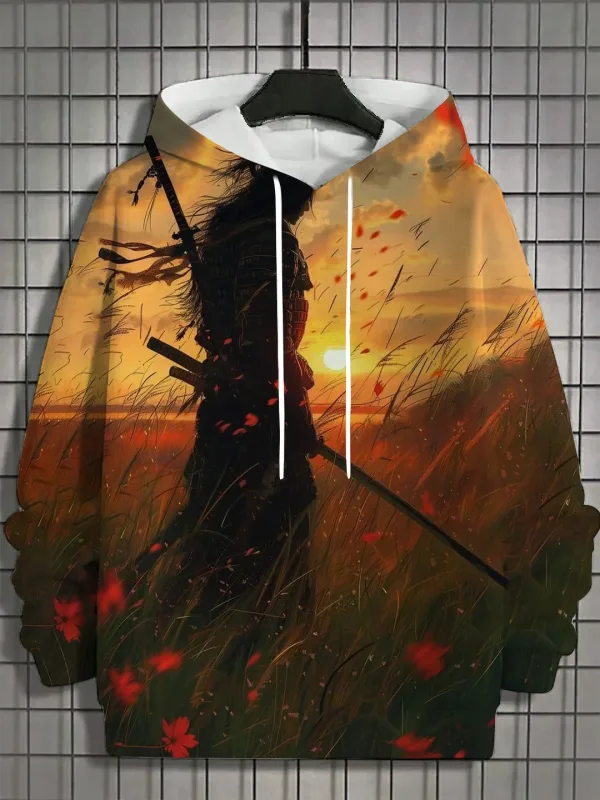2024 outono novo masculino 3d japonês samurai impressão moletom com capuz masculino e feminino casual moda masculina moletom com capuz de rua — image 15