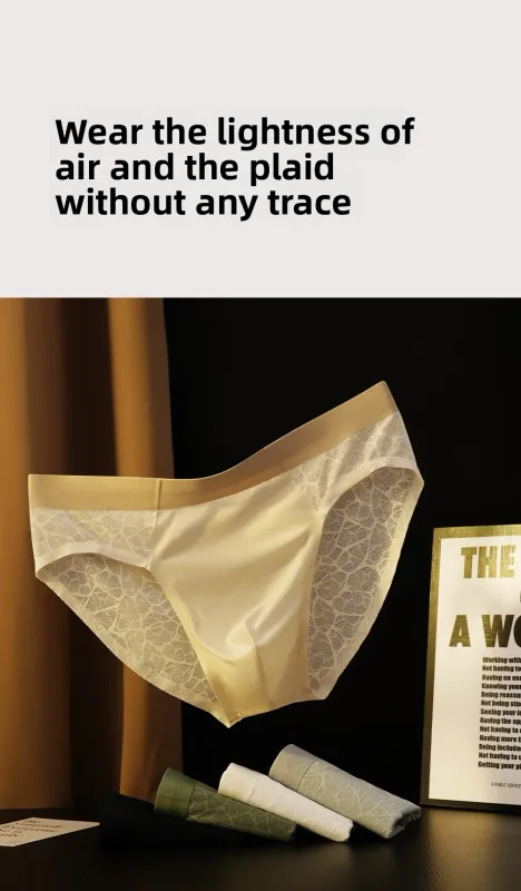 Sem costura jacquard homens triângulo roupa interior de seda gelo fina respirável calcinha de secagem rápida cuecas masculinas sexy u bulge bolsa