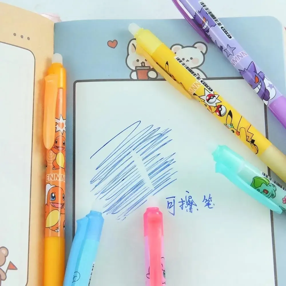 Random 6/12/24pcs Pokemon 0,5mm Blue Ink Erasable Neutral Pens Χαριτωμένα σχολικά προμήθειες Γελοιογραφία Γραφική γραφική μολύβι — image 4