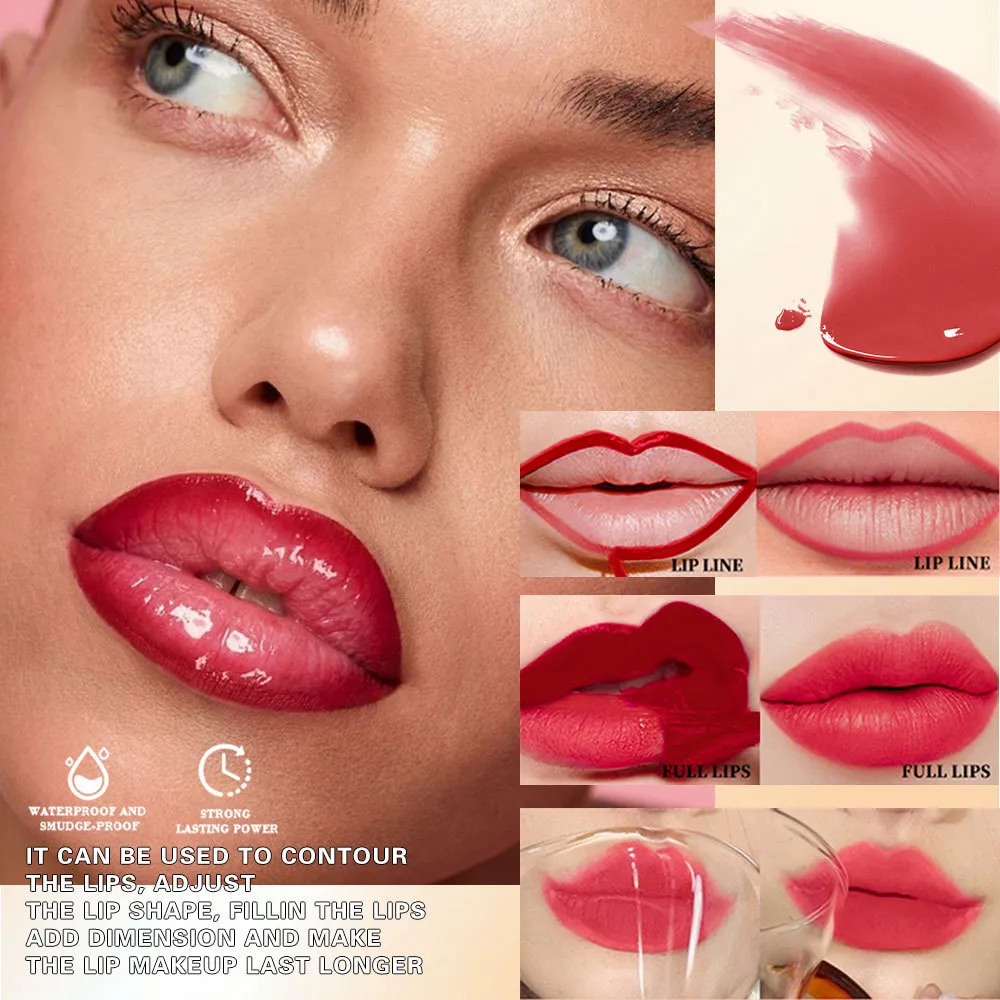 2in1 κραγιόν κραγιόν φρυδιών διπλής κεφαλής Tearable Lip Gloss Sexy Smooth Contour αδιάβροχο μακράς διαρκείας Lipgloss μακιγιάζ — image 4
