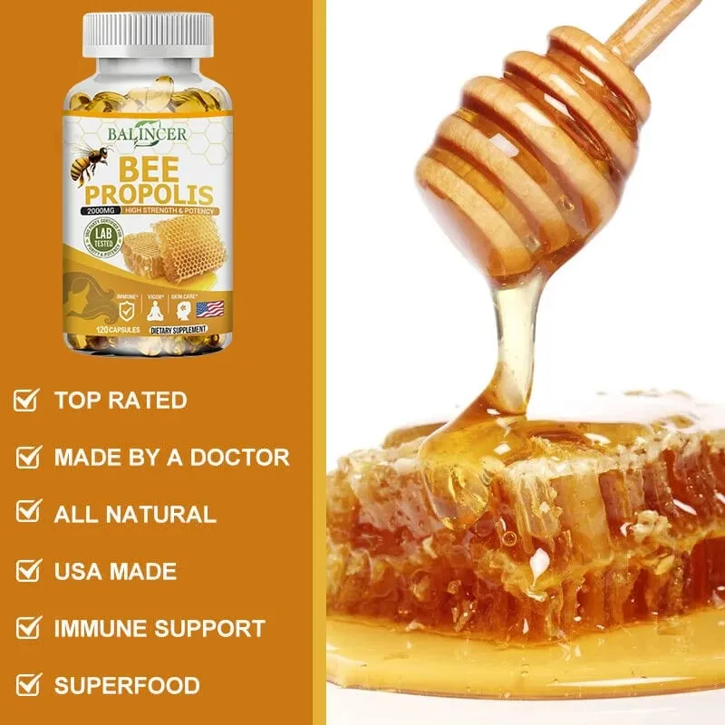 Balincer Propolis Extract Capsules - 2000 Mg Supports Joint Health Promotes Bone Health Enhances Immunity Antioxidant