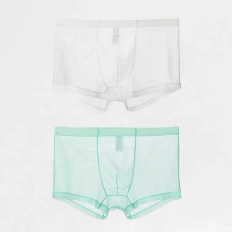 Genomskinliga boxershorts för män genomskinlig manliga kalsonger Sexiga Mesh Låg midja Is Silke Tunn Kylning Herr Trosor Herr Underkläder — image 20