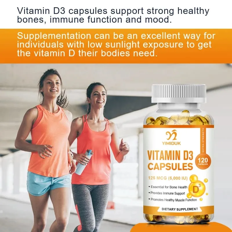 Vitamin D3 5000 IU 125 Mcg Vitamin D3 Capsules Healthy Muscle Function Helps Support Immune Health Strong Bones and Teeth — image 7