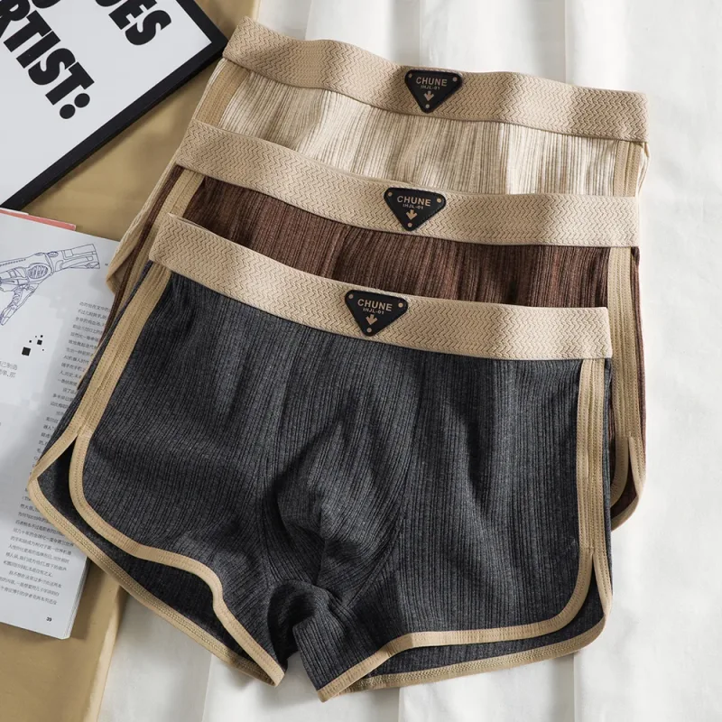 3 unidades/pacote 100% algodão sólido listrado calcinha masculina para 40-100kg malha respirável virilha cuecas boxers de cintura alta elástica — image 9