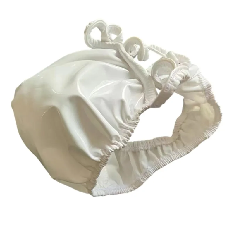 Sexy masculino pvc brilhante u convexo bolsa briefs baixo-rise g-string látex óleo gloosy sexy tanga carapaça u protuberância roupa interior — image 11