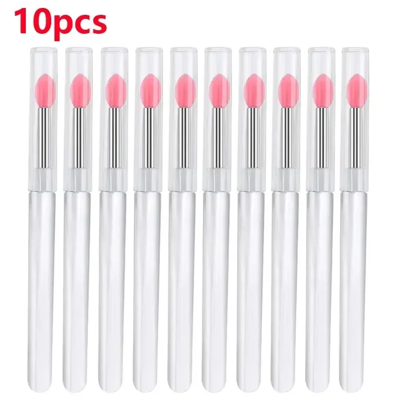 Brosse à lèvres Portable en Silicone, avec couvercle, doux, multifonctionnel, applicateur de baume à lèvres, rouge à lèvres, pinceaux de maquillage, 3/5/10 pièces — image 8