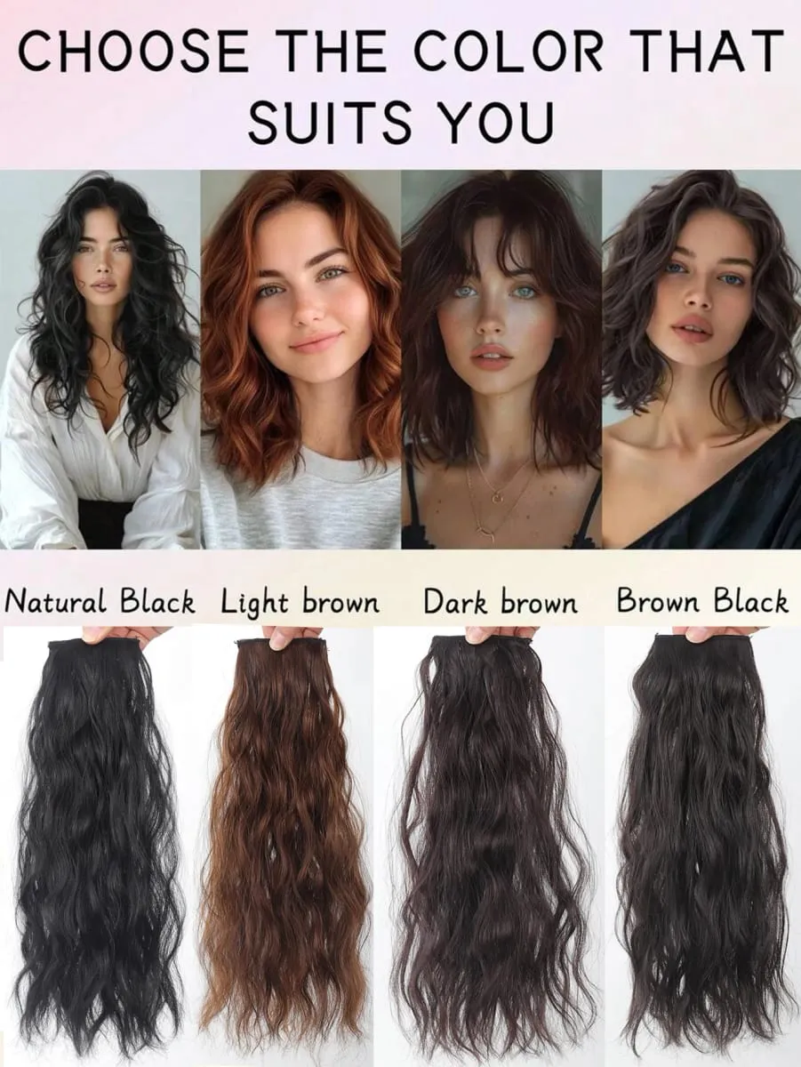 Γυναικεία Extensions Water Wave Clip In Hair Extensions Αόρατη συνθετική περούκα τεμάχιο Κατάλληλα αραιά μαλλιά Αύξηση όγκου μαλλιών — image 5