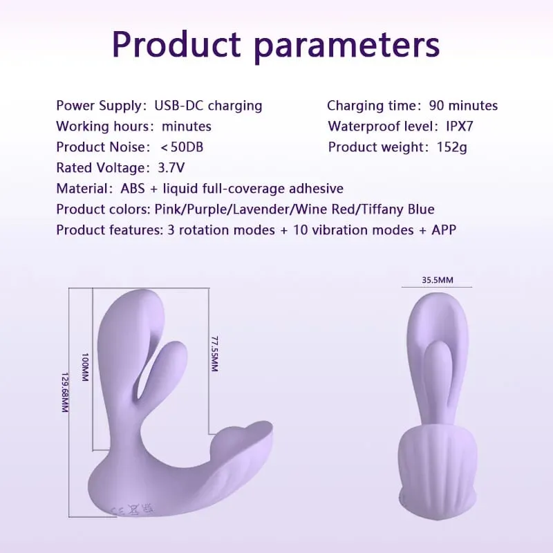 Wearable G Spot Vibrator for Women APP Τηλεχειριστήριο 10 Δόνηση 3 Τρόποι περιστροφής Κλειτορική διέγερση Γυναικείο σεξουαλικό παιχνίδι οργασμού — image 5