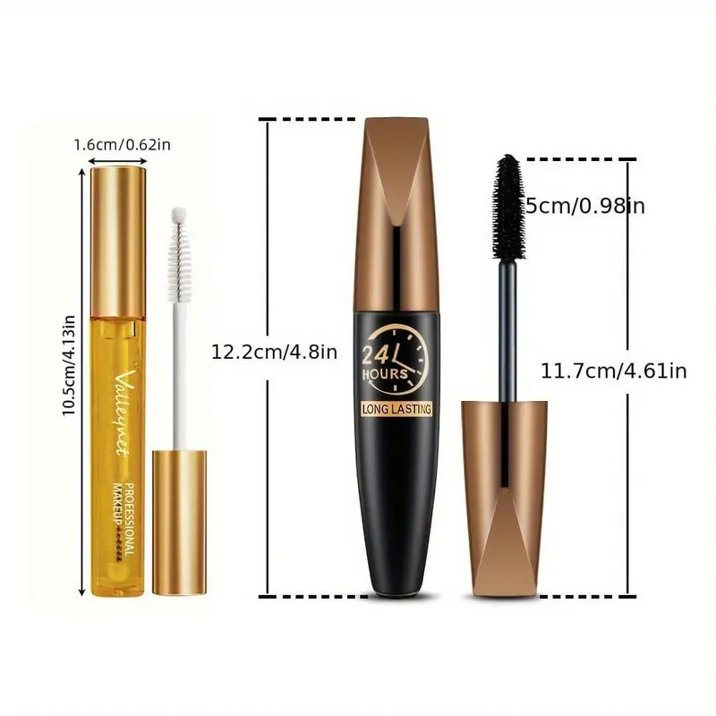 2Pcs/Set Natural Lash Care Serum + 5D Curling Mascara Lashes Curled Lashes Long-lasting Waterproof Travel Eye Makeup Set — image 6