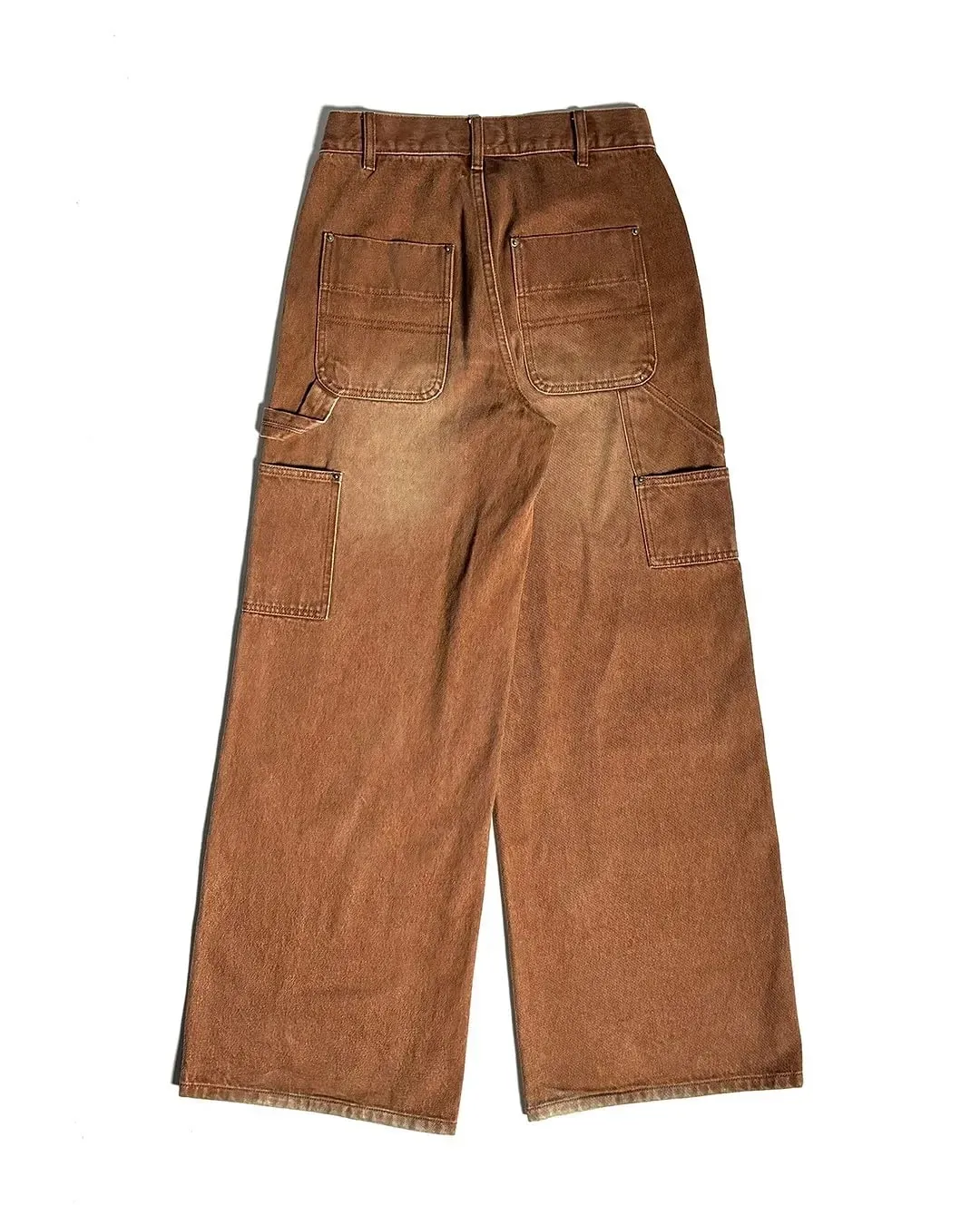 Ανδρικά streetwear Καφέ πλυμένο τζιν ξυλουργικό παντελόνι Τσιγάρα με μοτίβο τσιγάρου χαλαρή ψηλή μέση με φαρδύ πόδι casual τζιν καθημερινά ρούχα