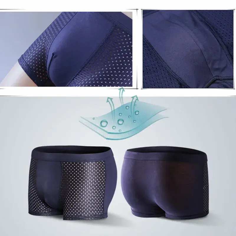 Calcinha masculina cueca masculina pacote shorts boxers roupa interior deslizamento homme calzoncillos buraco de bambu tamanho grande — image 3