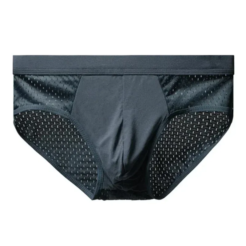 Men's Ice Silk Underwear Briefs Breathable Underwear Bamboo Carbon Fiber Anti-Bacterial Comfortable Hollow Underwear Pants Cold
