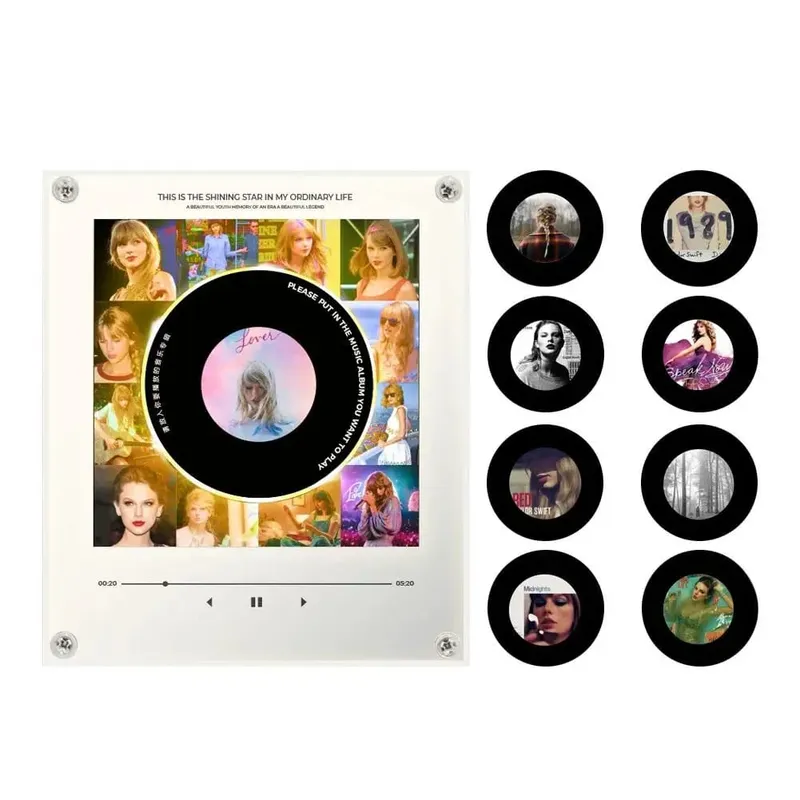 NFC Music Player Refrigerator Magnetic Sticker Acrylic Rotary Disc Machine Automatic Singing Song Players for Fridge Night Light