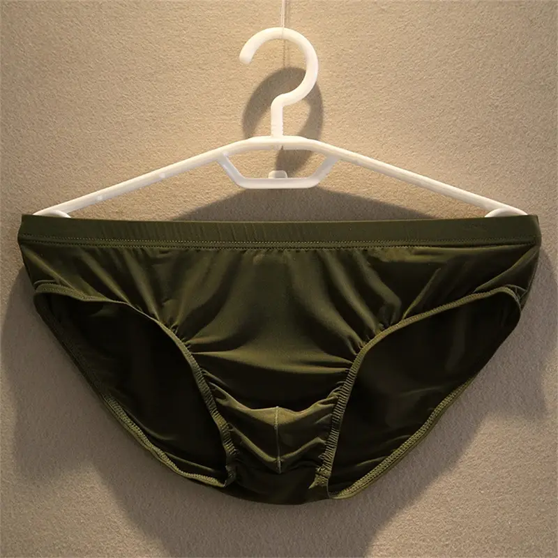 2pcs Big Pouch Nylon Men Underwear Briefs Ice Silk Male Seamless Underpants Low-Waist Manipis na Panty Plus Size — image 9