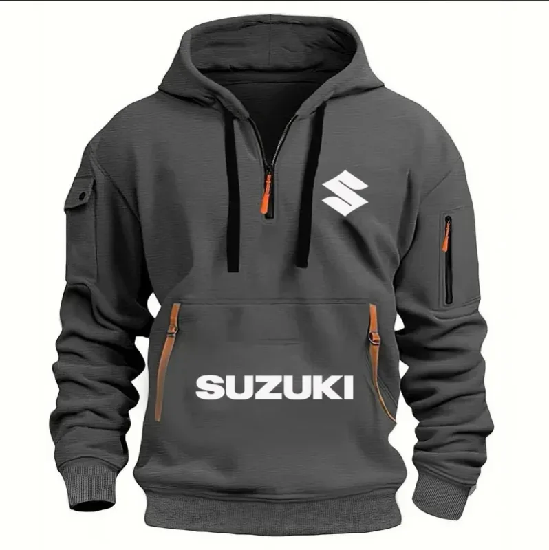 Suzuki Logo Men's Outdoor Hoodie Half Stand Collar Warm Shirt for Cycling Autumn Winter 2026 New Collection — image 6
