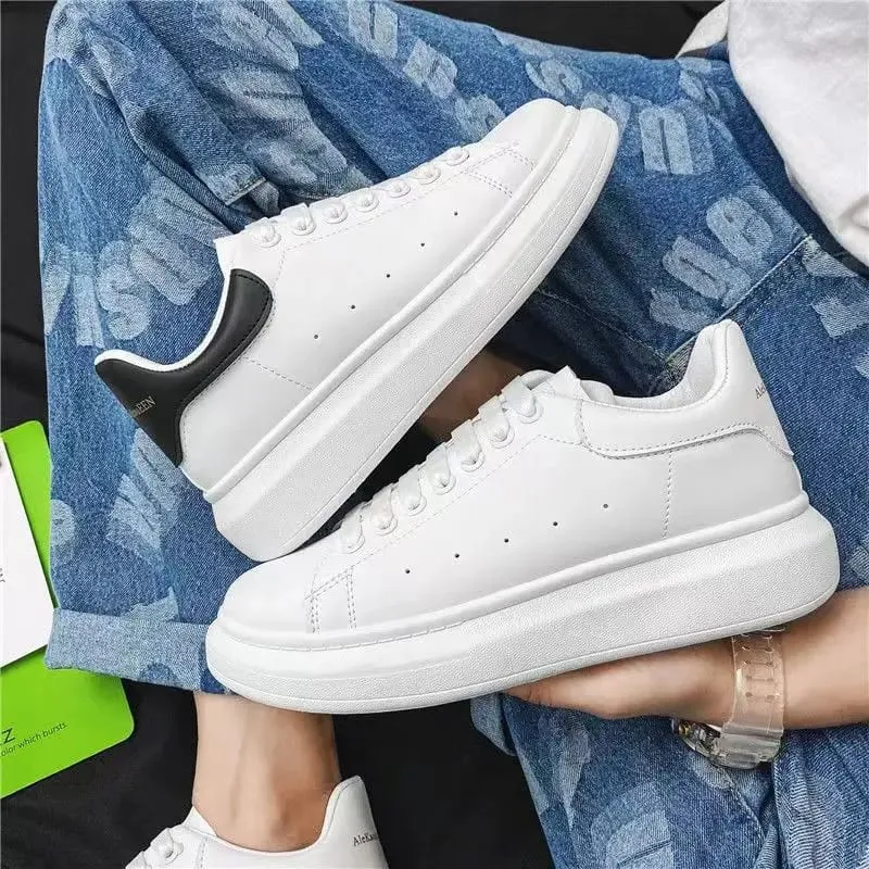 Fehér vulkanizált tornacipők Férfi Lapos Kényelmes Cipők Fűzős Zapatillas Hombre Női Alkalmi tornacipők Nagy 35-45 — image 2