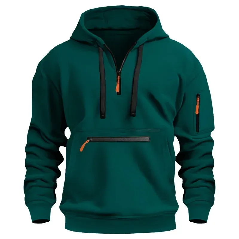 2025 New Men's Hoodies Winter Hooded Shirt Wear Fleece Multi Pocket Fashion Tops Hoody Loose Oversized Pullover Man Clothing — image 4