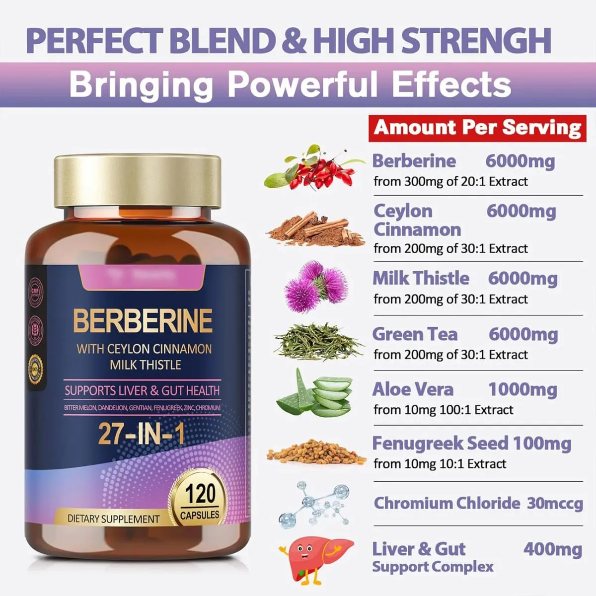 Berberine Ceylon fahéjas máriatövis-kiegészítők – antioxidánsok, amelyek elősegítik a máj emésztését és a bélrendszer egészségét, erősítik az immunitást — image 4