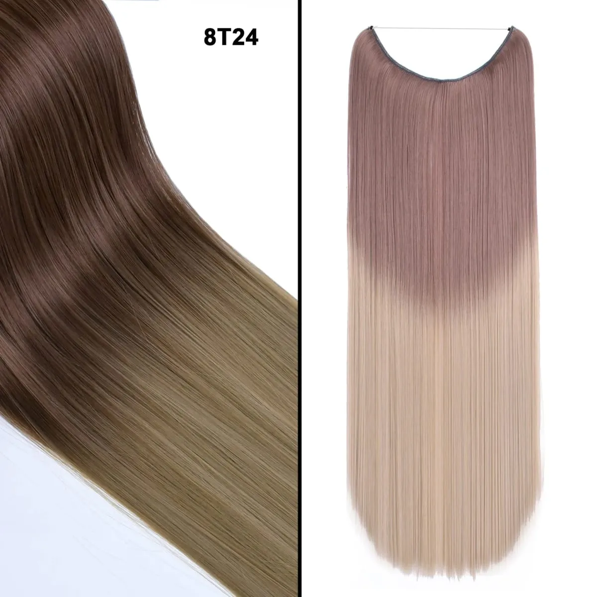 Jeedou Wavy Hair Extension Elasticity Invisible Wire Fish Line One Piece No Clips Synthetic Hairpieces Ombre Color For Ladies — image 17