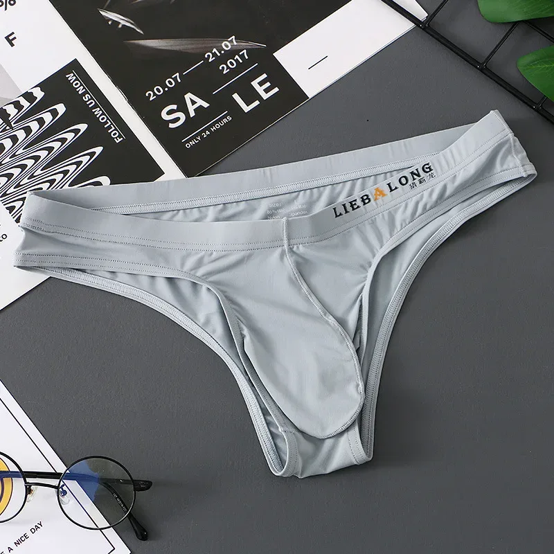 Panlalaking Briefs Bikini Sexy Underwear Men Ice Silk Penis Pouch Briefs Cuecas Calzoncillos Hombre Slip Gay Solid Lingerie ng Lalaki — image 18