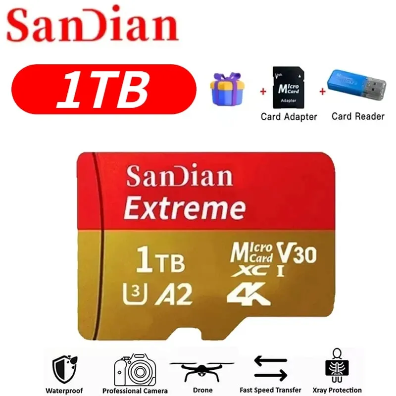 High-Speed ​​Storge SD Card 128GB Original Micro TF Card 512GB Class 10 High Speed ​​Transfer for Camera/PC/Thone