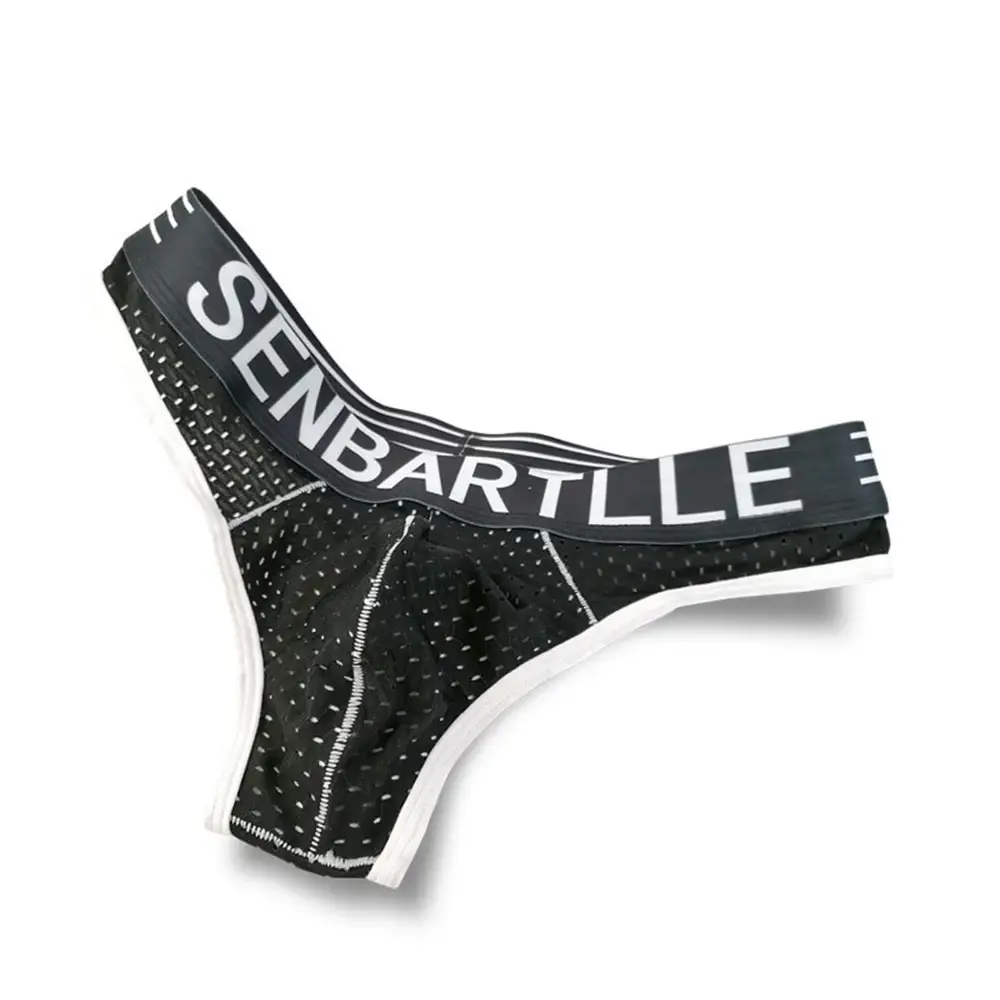 Panlalaking Kasuotang Panloob Mens Sexy Breathable Panties Letter Printed Low Waist Big U Pouch Panlalaki Briefs Mesh High Elastic Underpants Thong — image 4